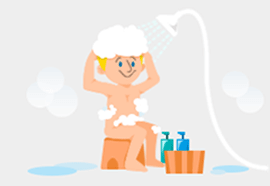 Before entering the tub, please clean yourself off in the washing area.