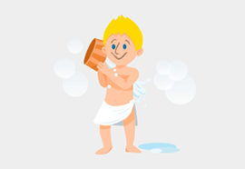 Pour some of the bath water on yourself to allow your body to become accustomed to the temperature.